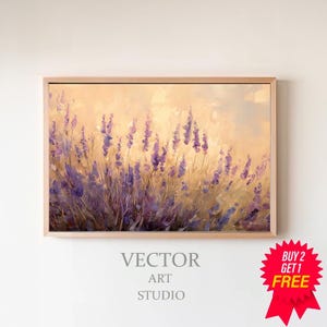 Lavender Field French Country Print | Rustic Farmhouse Art | Landscape Art | Digital Download PRINTABLE Vintage Decor | Aesthetic Wall Art