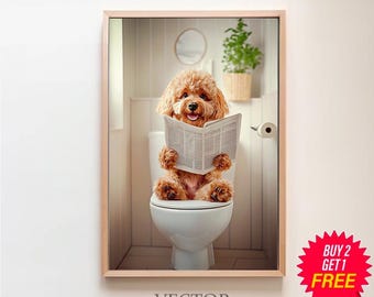 Cavapoo Dog Wall Art, Funny Bathroom Decor, Cavapoo Dog in Toilet, Animal in toilet, Petshop Art, Dog Art, Digital Download, Cavapoo Gift