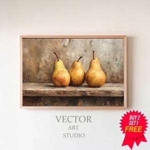 Rustic Still Life Wall Print Moody Fruit Print Kitchen Printable Vintage Painting Fruit Still Life Painting Fruit Pears Printable Wall Art