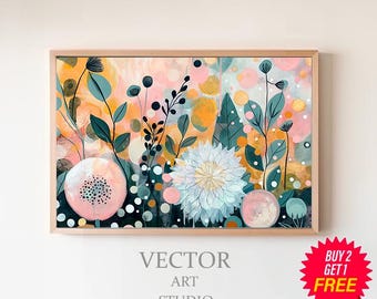 Blush Pink Maximalist Wall Art, Printable Eclectic Wall Art, Abstract Wall Art, Contemporary Art, Digital Download, Colourful Wall Art
