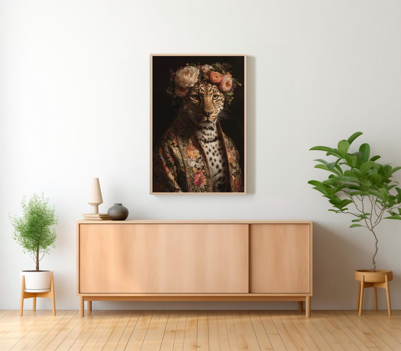 Leopard Vintage Portrait | Renaissance Animal Art Print | Altered ...