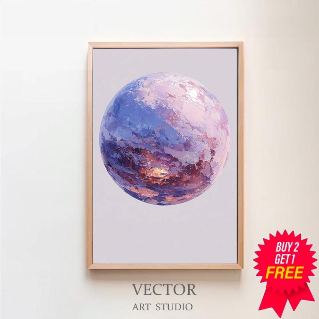 Purple Moon Print | Space Art Wall Decor | Pink Moon Art Abstract ...