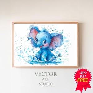 Elefant Aquarell Clipart Kinderzimmer Dekor Baby Elefant Aquarell Süßes Baby Tier Watercolor Clipart Wanddeko Digital Download