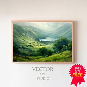 Rustic Country Field Artwork Perfect for Home Refresh Printable Vintage Landscape Printable Spring Meadow Painting Download