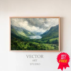 Rustic Country Field Artwork Perfect for Home Refresh Printable Vintage Landscape Printable Spring Meadow Painting Download