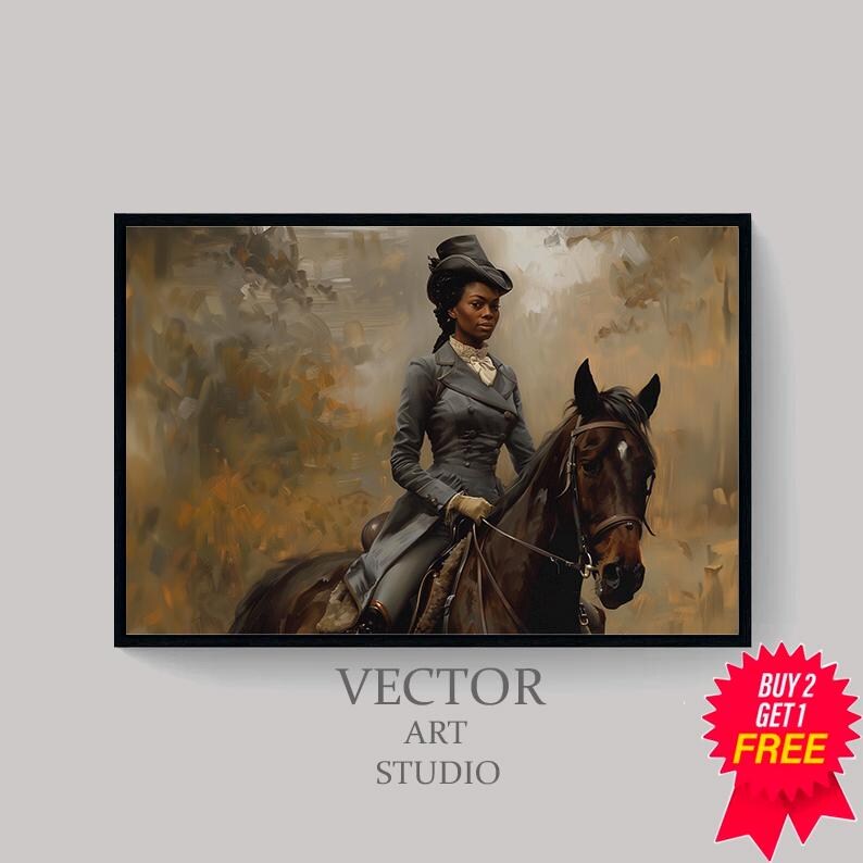 Vintage Female on Horseback | Printable Art | Horse and Rider ...