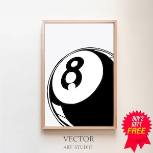 Casino muur print 8 bal citaat vintage poster kunst Hypebeast decor Lucky Dice Art minimalistische muur kunst afdrukbare zwart-wit casino decor