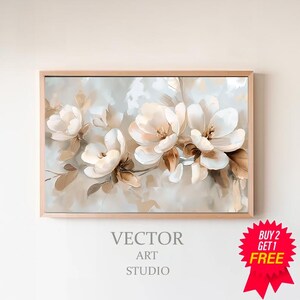 Vintage Flowers Frame TV Art, Valentines Day Floral Oil Painting, Neutral Beige Victorian Home Decor, Spring Botanical TV Art