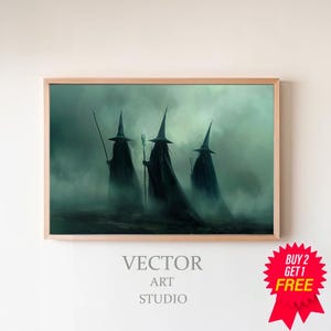 Witchy Decor Halloween Wall Art Printable Vintage Witch Halloween Vintage Halloween Painting Vintage Witch Wall Art Rustic Halloween Decor