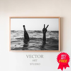 Wydruk na wózek barowy, plakat na wino, czarno-biały, wydruki fotograficzne, sztuka ścienna z alkoholem, maksymalistyczny wystrój pokoju, pobieranie cyfrowe, modna sztuka ścienna