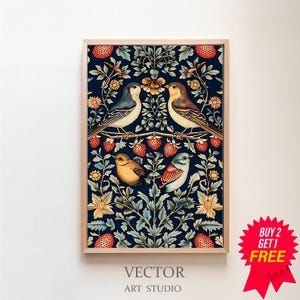 Strawberry Thief, William Morris Print, Exhibition Poster, Textile Wall Art, Large Wall Art Canvas, Art Nouveau Print