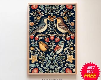 Strawberry Thief, William Morris Print, Exhibition Poster, Textile Wall Art, Large Wall Art Canvas, Art Nouveau Print