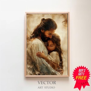 Our Savior&#39;s Love | Jesus Holds a Little Girl | Christian Art | Jesus - Loving Embrace | LDS Art