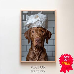 Badezimmer Kunst, Badezimmer Poster Ideen, Digitaler Download, Vizsla Geschenk,Funny Dog Picture, Wanddeko Badezimmer, lustiges Hundeposter