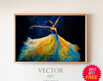 Dance Art print, Dance Artwork, Ballerina Artwork, Ballerina Painting On Canvas, Digital prints, Dancing Girl Oil Painting Abstract