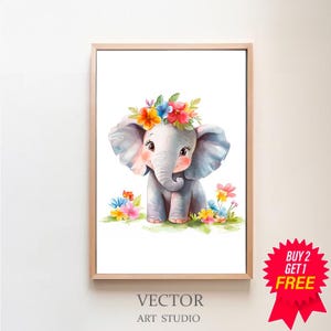 Elefant Aquarell Clipart Kinderzimmer Dekor Baby Elefant bunt Aquarell Süßes Baby Tier Watercolor Clipart Regenbogen DIGITAL DOWNLOAD