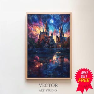 Wizarding Inspired Poster, Vintage Wizard School, , Wizard World, Van Gogh Painting, Vintage Castle, Printable Decor, Wall Art