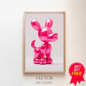 Balloon Dog Print, Pink Preppy Wall Art, Dog Lover Print, Animal Art Poster, Girly Print Trendy Art, Balloon Animal Print, Nursery Art Print