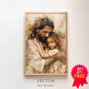 Our Savior&#39;s Love | Jesus Holds a Little Girl | Christian Art | Jesus - Loving Embrace | LDS Art