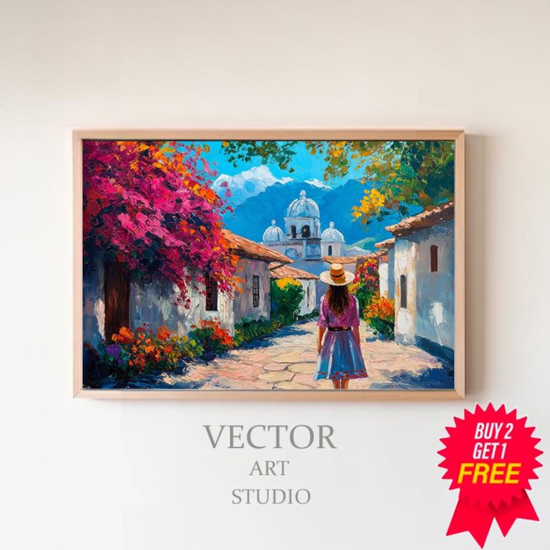 メキシコの絵画、メキシコの村、メキシコの街路、メキシコの芸術、カラフルな装飾、伝統的なメキシコ、メキシコの壁の装飾、メキシコの民芸品 - Etsy 日本, image size:1080x1080