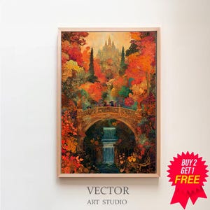 Fantasy Gemeinschaft rot Kunstdruck, Verzaubernde Kraftringe Illustration, Mystische Elfen Landschaft Malerei, Geschenk Geburtstag