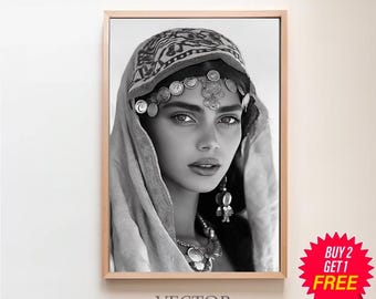 Berber woman, art prints download moroccan, moroccan decor, black art, extra large wall art, printable art