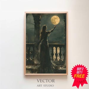 Luna Worship Print - Vintage Art - Dark Art - Occult Poster - Gothic Home Decor - Witchcraft - Wiccan Art - Witch Print
