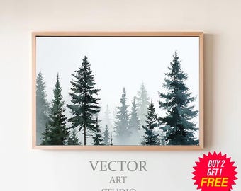 Pine Trees Art Print | Tree Watercolor Forest Painting | Greenery ...