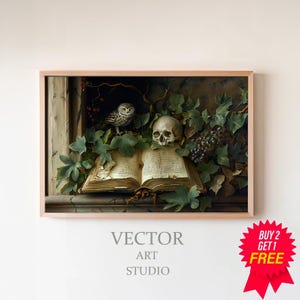 Vintage Stillleben Gemälde | Dark Academia | Druckbare Vintage Kunst | Gotische Kunst