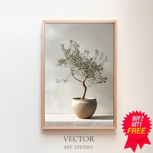 Olive Tree in Vessel Painting, PRINTABLE ART, Vintage Botanical Art | Muted Toned Art | Digital Download