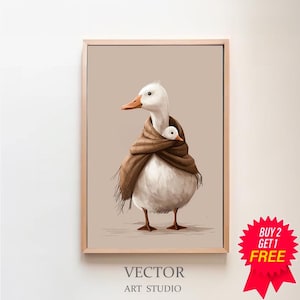 Mother Duck Print Farm Nursery Decor Expecting Mom Gift Gender Neutral Nursery Wall Art Beige Nursery Decor Neutral Download Wall Art