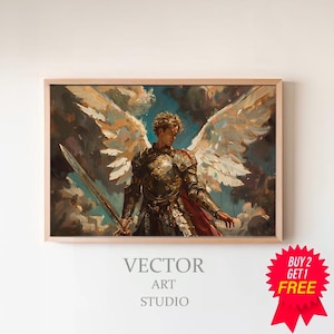 Printable Archangel Artwork Saint Michael the Archangel Printable Art Catholic Home Decor Religious Print Angel Artwork Religious Wall Art