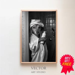 Dachshund Art, Bathroom Art Print, Dachshund Photo, Bathroom wall art, Digital Download, Funny Bathroom Wall Decor