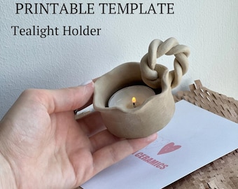 Handcrafted Tealight Pottery Slab Building Template with Braided Design - DIY Clay Template, Easy Tutorial,