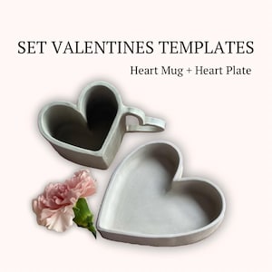 Printable Pottery Templates Set, DIY Mug/Heart Plate Templates | Slab Building Printable Tutorial, Ceramic Templates for Hand Building
