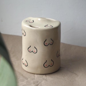 Custom Ceramic Travel Mug with Lid, Boob Cup, Personalized Handmade Tumbler Cup, Stylish Travel Mug, Сeramic To Go Mug, Sippy Mug | PREORDER