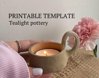 Pottery Tealight Slab Template: DIY Ceramic Pattern (PDF & JPG)