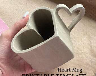 Heart Mug Pottery Template: Slab Building, DIY Valentines Gift (PDF Pattern)