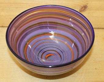 Multicolored Striped Hand Blown Glass Bowl Home Decoration