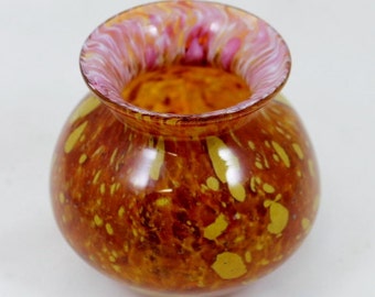 Autumn Orange Speckled Hand Blown Glass Flower Vase Home Decoration