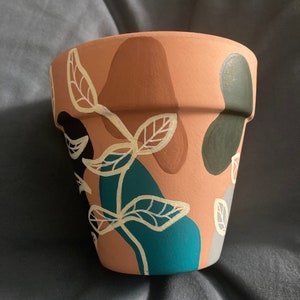 Hand Painted Boho Botanical 4&quot; Terracotta Pot ~ Indoor Planter ~ Home Decor ~ Earthy Tones ~ Flower Pot ~ Clay Plant Pot ~ Gift Ideas