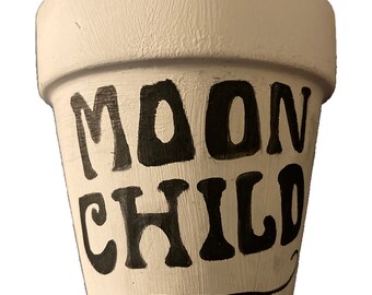 Hand Painted Moon Child 3&quot; Terracotta Pot ~ Indoor Planter ~ Flower Pot ~ Clay Plant Pot ~ Gift Ideas