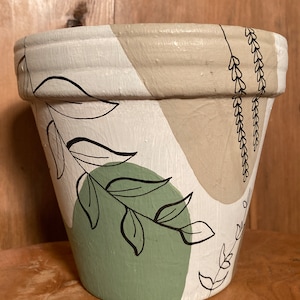 Hand Painted Boho Botanical 6&quot; Terracotta Pot ~ Indoor Planter ~ Home Decor ~ Earthy Tones ~ Flower Pot ~ Plant Pot ~ Clay Pot ~ Gift Ideas