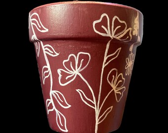 Hand Painted Boho Botanical 3&quot; Terracotta Pot ~ Indoor Planter ~ Home Decor ~ Flower Pot ~ Plant Pot ~ Clay Pot ~ Gift Ideas