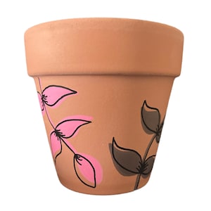 Hand Painted Boho Botanical 3.75&quot; Terracotta Pot ~ Indoor Planter ~ Home Decor ~ Flower Pot ~ Clay Plant Pot ~ Gift Ideas