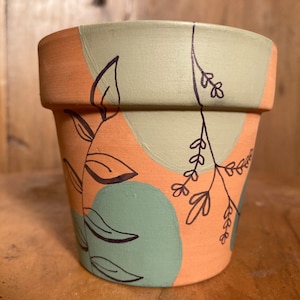 Hand Painted Boho Botanical 3&quot; Terracotta Pot ~ Indoor Planter ~ Home Decor ~ Earthy Tones ~ Flower Pot ~ Plant Pot ~ Clay Pot ~ Gift Ideas