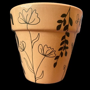 Hand Painted Boho Botanical 4&quot; Terracotta Pot ~ Indoor Planter ~ Home Decor ~ Flower Pot ~ Clay Plant Pot ~ Gift Ideas