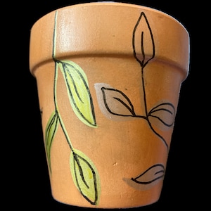 Hand Painted Boho Metallic Botanical 3&quot; Terracotta Pot ~ Indoor Planter ~ Home Decor ~ Flower Pot ~ Plant Pot ~ Clay Pot ~ Gift Ideas