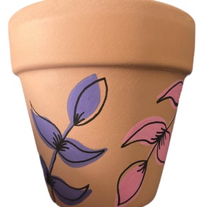 Hand Painted Boho Botanical 3.75&quot; Terracotta Pot ~ Indoor Planter ~ Home Decor ~ Flower Pot ~ Clay Plant Pot ~ Gift Ideas
