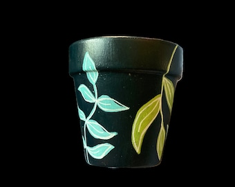 Hand Painted Boho Botanical 3&quot; Terracotta Pot ~ Indoor Planter ~ Home Decor ~ Flower Pot ~ Plant Pot ~ Clay Pot ~ Gift Ideas